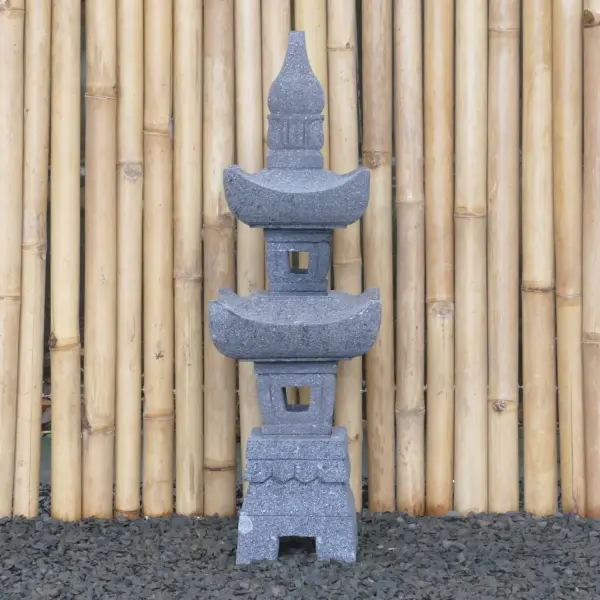 Product image 1 of the product “Japanese style Garden Lantern, made from Andesit Stone. Multipart. 75 cm Height, Roof is 25 cm width. ”